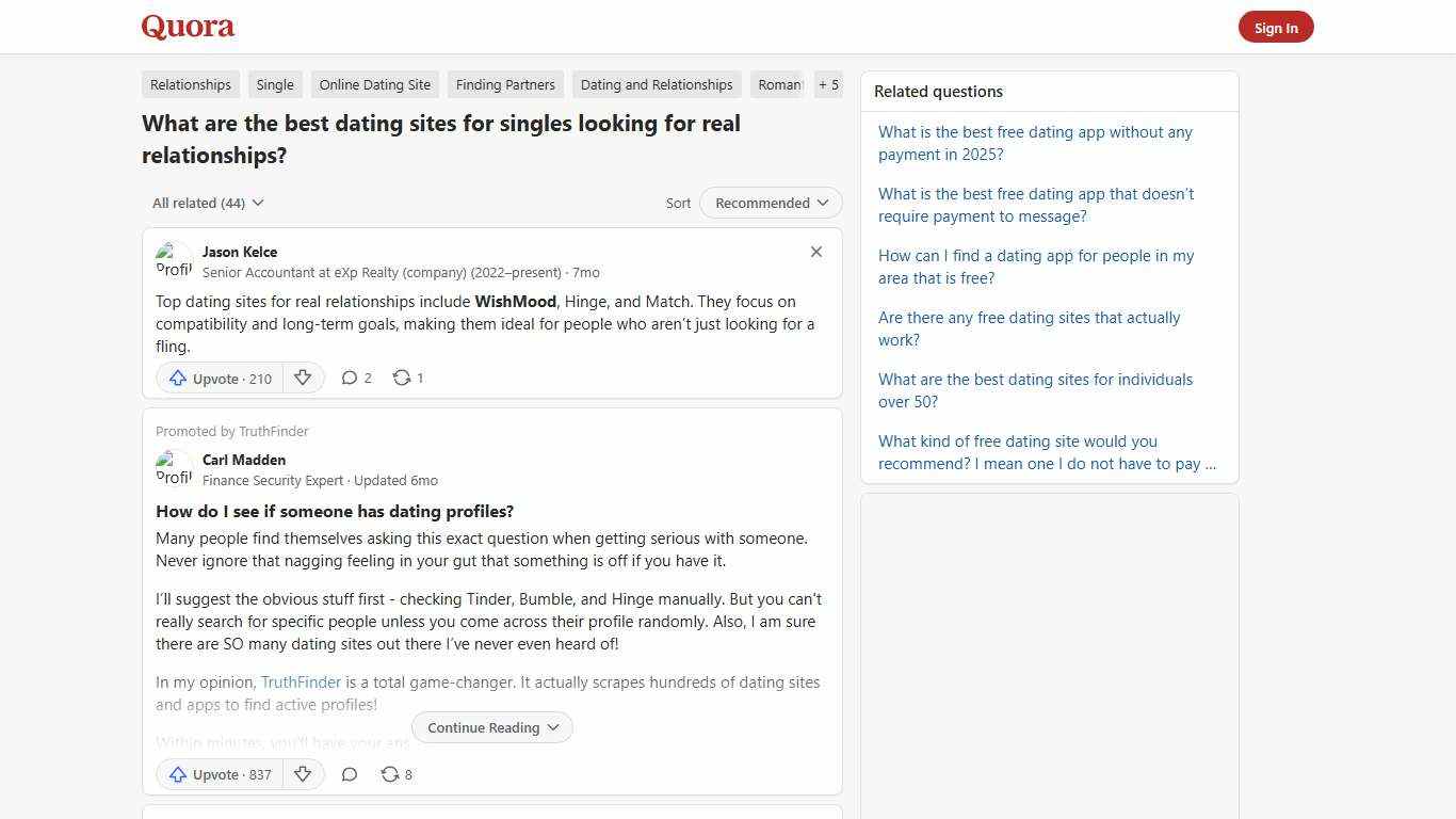 What are the best dating sites for singles looking for real relationships? - Quora